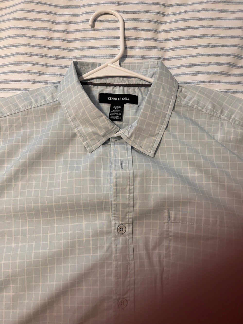 Kenneth Cole Pale Blue Windowpane Cotton Button-Down Shirt